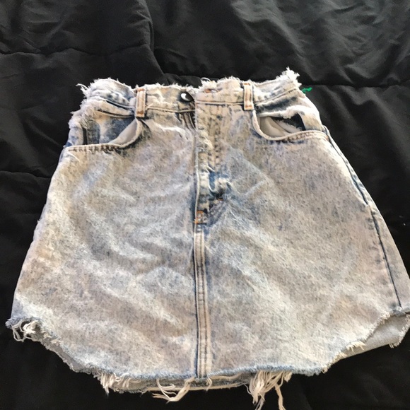 Distressed and Bleached Jean Skirt - Picture 1 of 2